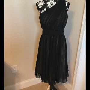 Adrianna Papell Pleated Little Black Dress